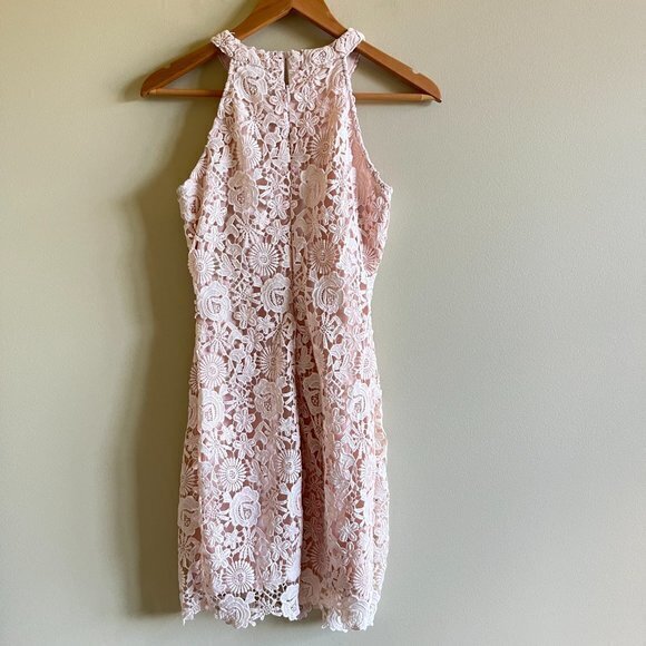 Lulus Love Poem Blush Pink Lace Mini Dress Blush Pink Womens Size S Lined - Picture 12 of 13